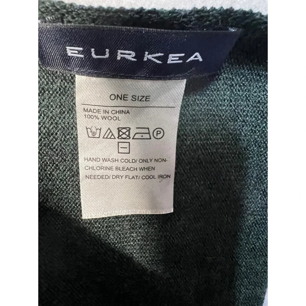 Eurkea Dark‎ Green 100% Wool Fine Knit Rectangular Scarf One Size
